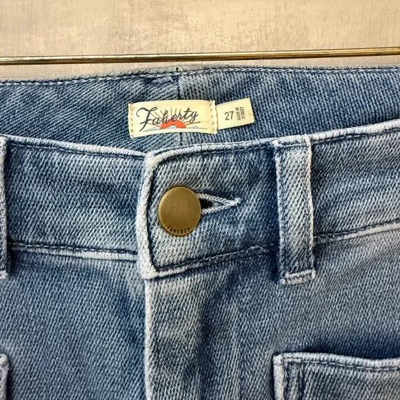 Faherty Women's High Rise Mid Wash Wide Leg Jeans - Picture 3 of 7